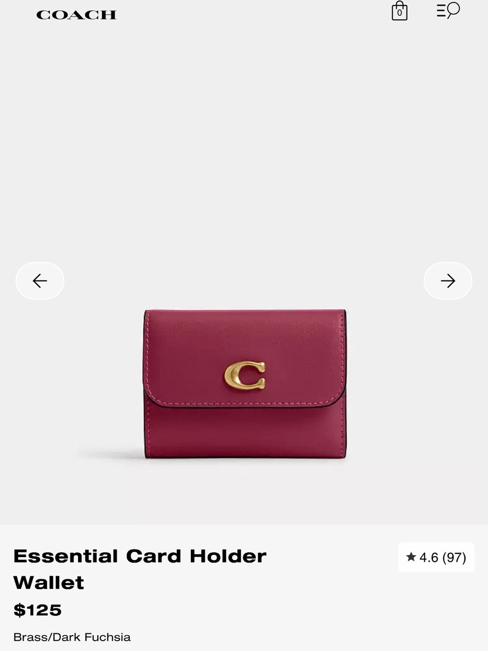 Coach Dark Fuchsia Leather Card Holder Set